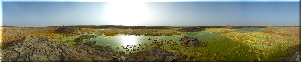 Le site de Dallol en fin d'après-midi.